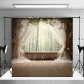 Lofaris Soft Curtain Window Bamboo Forest Scene Photo Backdrop